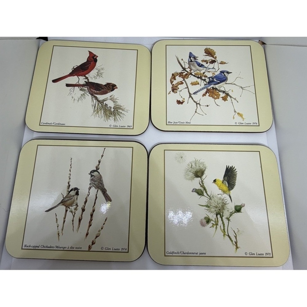 Vtg Jason of New Zealand Set of 6 Quality Cork Coasters BIRDS Original Box